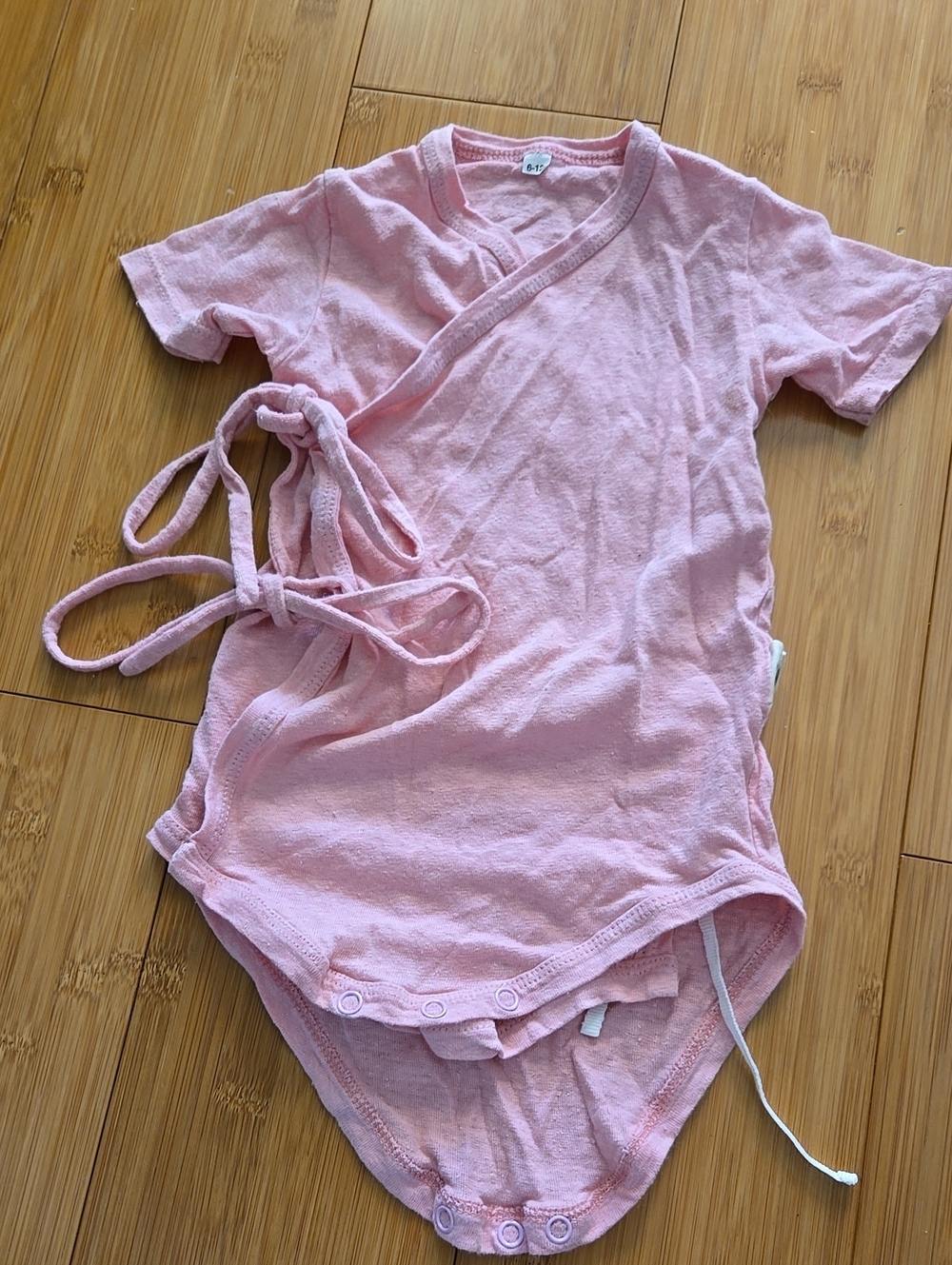 My Little Loves Pink Organic Cotton And Hemp Wrap Onesie - 6-12m